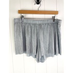Victoria’s Secret Silver Metallic Lounge Short pleated satin sleep workout XL